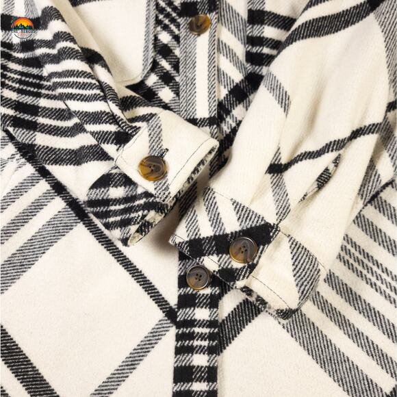 Future Collective With Kahlana Barfield Brown Shacket Black White Women's 1X - Picture 4 of 9